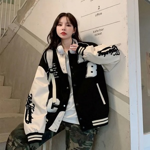 Blouson Bomber Y2K en Laine d'Agneau pour Femme, Coupe Oversize, Style Streetwear, Nouvelle Collection, Mode Harajuku, Uniforme Collégien, Blouson de Baseball - Product Image 6