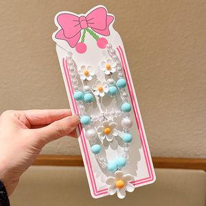 Set di gioielli di perle da principessa per bambini orecchini alla moda e <span class=keywords><strong>collana</strong></span> di fiori per piccole principesse - Product Image 5