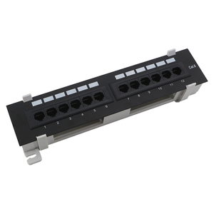 Panneau <span class=keywords><strong>de</strong></span> brassage mural <span class=keywords><strong>12</strong></span> ports CAT5E CAT6 non blindé |   Solution <span class=keywords><strong>de</strong></span> câble réseau Ethernet |   Pour boîtier <span class=keywords><strong>de</strong></span> télécommunications et câblage <span class=keywords><strong>de</strong></span> bureau, noir - Product Image 1