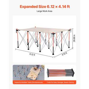 DB Portable 6,12 X 4.14ft Soporte DE TRABAJO plegable Capacidad de 4500lbs Soporte DE TRABAJO plegable - Product Image 4