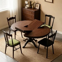 Table à manger ronde extensible FAS en frêne blanc, plateau en bois massif de 24 mm, table extensible à glissières robustes pour la maison et les restaurants
