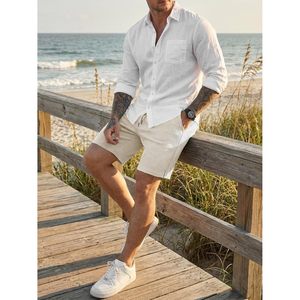 FOXA Short décontracté pour homme 7 pouces avec cordon de serrage, taille élastique, short de plage en molleton avec poches, respirant, pour l'été - Product Image 3
