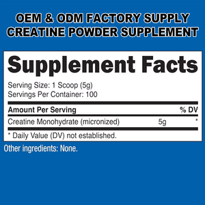 Créatine monohydrate micronisée pure OEM Sports Nutrition 500g, complément pré-entraînement premium pour la croissance musculaire et la récupération - Product Image 2