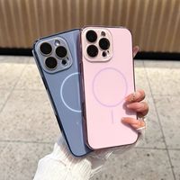 Coque magnétique fine mate électroplaquée avec protection intégrale de l'objectif pour iPhone 17 16 15