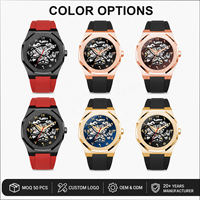 Montre automatique de luxe OEM/ODM, bracelet en silicone, montre sport pour homme, acier inoxydable, montre mécanique tendance, logo personnalisé