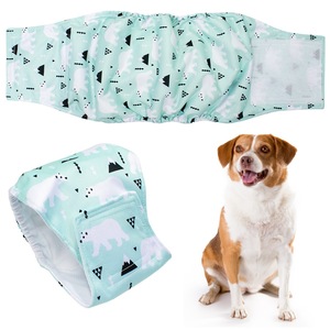 Petop <span class=keywords><strong>Couches</strong></span> lavables réutilisables pour chiens mâles et femelles avec protection anti-fuite et ajustables, bleu et blanc - Product Image 3