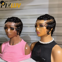 Perruques en cheveux humains en gros, perruques frontales en dentelle 13x4 coupe pixie, perruques en dentelle HD naturelles sans colle, perruques bouclées en cheveux brésiliens bruts pré-épilées