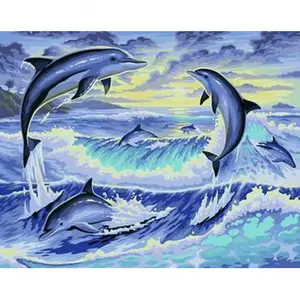 海豚海Diy数码油画动物手工油画