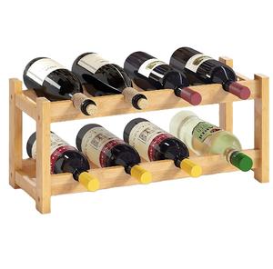 Soporte <span class=keywords><strong>de</strong></span> madera para encimera, estante <span class=keywords><strong>de</strong></span> almacenamiento <span class=keywords><strong>de</strong></span> <span class=keywords><strong>vino</strong></span>, 8 botellas, 2 niveles, bambú - Product Image 1