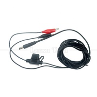 Cable de alimentación con fusible de 12V CC, conductor de cobre con aislamiento de PVC, de 5.5x2.1mm a pinzas de cocodrilo, para cámara de rastreo