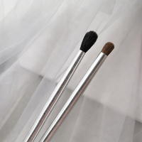 Pinceau de Maquillage Professionnel pour Fond de Teint, Fard à Joues, Illuminateur, Estompeur et Dégradé des Yeux, avec Manche en Métal Argenté et Poils Synthétiques – Vente en Gros