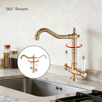 Nouveau Robinet de Cuisine de Luxe à Poser sur Plan, en Laiton Vieilli, avec Rotation à 360° °   Swivel & Certification CE