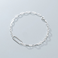Bracelets fins pour femmes, luxe, chaîne à maillons en forme de trombone, bracelet en argent sterling 925
