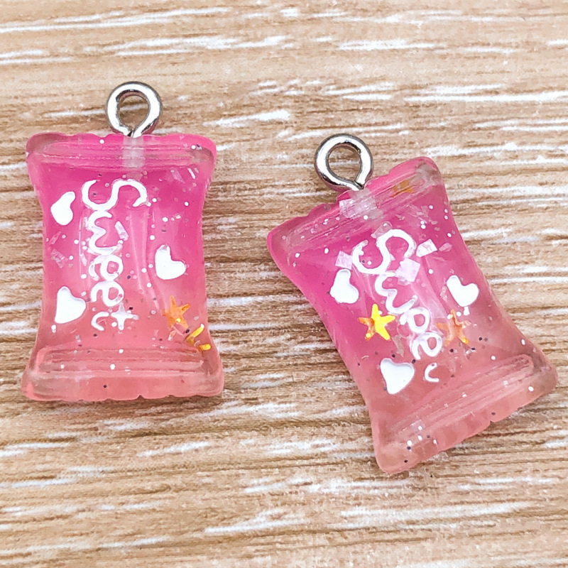 Un caramelo de resina degradado rosa-rojo, 12*21 mm, 1,3 g, 17114
