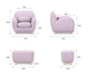 كرسي صوفا فردي عصري من المخمل الوردي بتصميم تشيسترفيلد مع مسند قدم، طقم أثاث غرفة معيشة على الطراز الأوروبي - Product Image 4