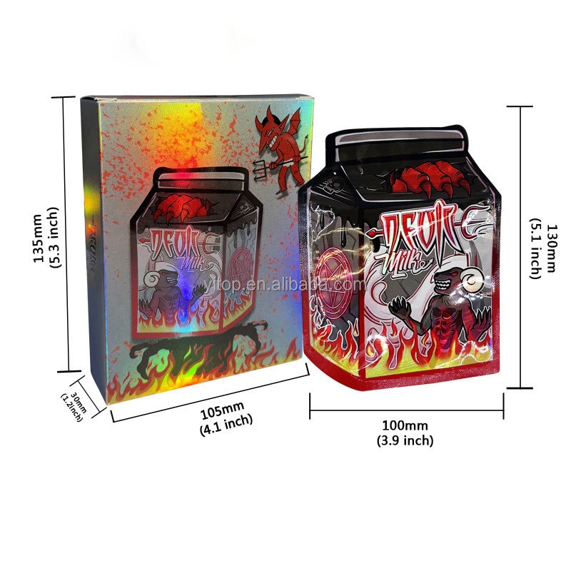 Wholesale Irregular Shaped Customized Digital Printing Stand-Up Bags 1G Die Cut Smell Proof Cd Case Mylar Bag and Box
