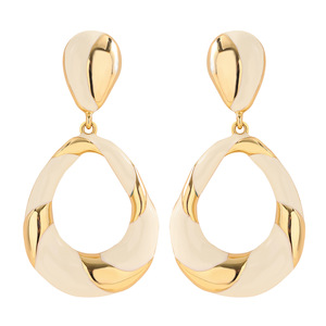 Boucles d'oreilles tendance style français, rétro vintage, en alliage, forme ovale géométrique irrégulière effet goutte d'huile, luxe léger, personnalité de niche, tige en argent - Product Image 5