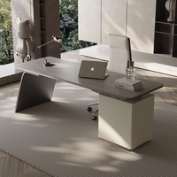 Bureau d'ordinateur et chaise de bureau moderne et luxueux avec dessus en marbre Mobilier de bureau de direction en acier inoxydable de haute qualité Bureau à domicile