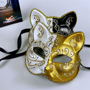 Maschera Divertente a Mezzo Volto di Gatto Chimera, Copri Occhi Bicolore Dipinto, Accessori per Cosplay di Halloween per Adulti - Product Image 2