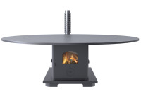 Poêle à granulés de bois biomasse Fangran 180Y, table ronde moderne, 16 kW, chauffage, cuisson, salle à manger, foyer avec vue sur le verre, pour restaurant, famille