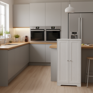 Armoire autoportante avec 2 portes, étagères réglables blanches, armoire de rangement pour cuisine, salon, salle à manger, chambre à coucher - Product Image 2