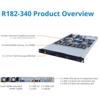 Penawaran Spesial Server Rak Gigabyte R182-340 1U dengan Prosesor Intel Xeon Scalable Generasi ke-3 4-Bay SATA SAS Beli Server