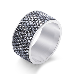Anillos de Pareja de Diseño de Marca Famosa, Estilo Clásico y Moderno, Anillos de Acero Inoxidable de 12 mm de Grosor, Anillos de Oro Italiano con Circonita para Hombre y Mujer - Product Image 5