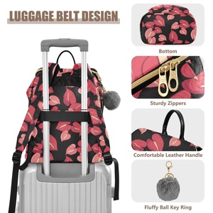 New Collection Aloha <b>Backpack</b> Sports Gym Travel Bag Red Anthurium Design Custom Print Women's <b>Backpacks</b> with Luggage Belt - Product Image 4
