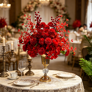 Elegante Bola de Flores <span class=keywords><strong>Artificiales</strong></span> de Seda para Boda, Moderna, con Florero de Cristal Electrochapado de Alta Calidad (35cm X 55cm) para Eventos en el Hogar - Product Image 1