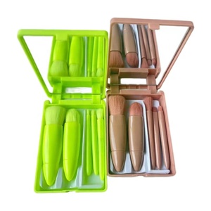 Petit ensemble de pinceaux de <span class=keywords><strong>maquillage</strong></span> de voyage complet, facile à transporter, mini ensemble de pinceaux de <span class=keywords><strong>maquillage</strong></span> avec étui et miroir, <span class=keywords><strong>kit</strong></span> de pinceaux cosmétiques - Product Image 1