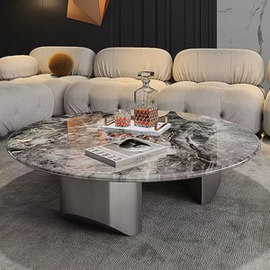 Tavolino da Caffè dal Design Moderno con Lato in Marmo, Arredamento per Soggiorno, per Casa o Hotel, Materiale Metallico - Product Image 4