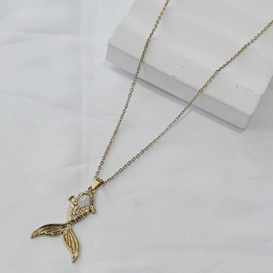 Collar de Acero Inoxidable 304 Chapado en Oro con Diseño de Pez, Cadena Estilo Suéter Vintage, Resistente al Agua y Sin Decoloración - Product Image 6