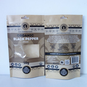 Pochette en papier Kraft noir avec fenêtre, 1 pc, de qualité alimentaire, fermeture éclair, cloche, graines de poivre, sac pour piment avec fenêtre - Product Image 2