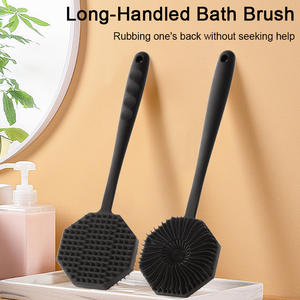 Set Sikat Mandi Silikon Lembut Ukuran Perjalanan Warna Logo Kustom, Pemutih, untuk Membersihkan Kulit, Rambut, dan Wajah, Dilengkapi Lubang Gantung untuk Bayi - Product Image 2