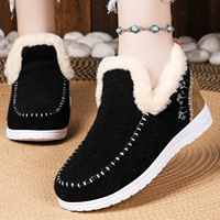 Bottes d'hiver plates pour femmes, tissu supérieur doux, doublure en fourrure, design facile à enfiler, chaussures d'hiver décontractées pour l'intérieur et l'extérieur
