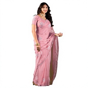 Vexotrend Indian Designer Women's <b>Satin</b> Chiffon <b>Saree</b> Beautiful Patola Design Traditional Style Wedding Diwali Party Wear Quick - Product Image 1