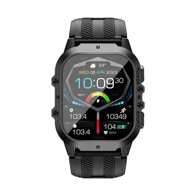 New C26 AMOLED Outdoor Smart Watch for Men BT Call 1ATM Waterproof 1.96 Inch Outdoor Sports Smartwatch 350mAh Large Battery