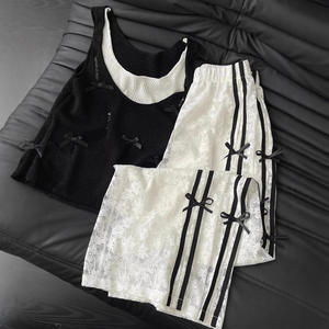 Pantalones de encaje para mujer Y2K ropa lindo arco transparente cintura elástica pantalones de pierna ancha Fairy Coquette ropa Streetwear - Product Image 4