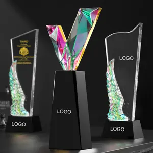 高档免费设计定制标志活动纪念品廉价定制形状空白奖项和奖杯K9水晶玻璃奖杯