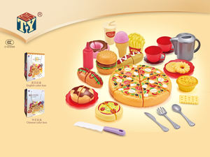 Ensemble éducatif 31 pièces coupe restauration rapide semblant jouer cuisine cuisine jouets pour enfants filles jouer maison femme au foyer Hamburger français - Product Image 4