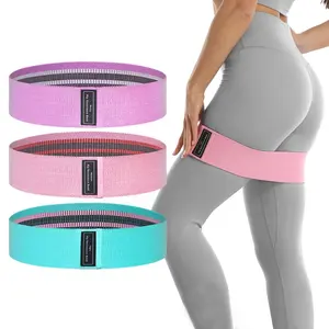 Venta al por mayor de China, banda elástica impresa personalizada, gimnasio, entrenamiento, ejercicio, antideslizante, cadera, piernas, bucle, Fitness, bandas elásticas de tela elástica