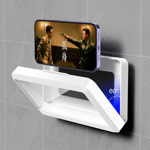 Waterproof Phone Holder For Bathroom 60 Degree Adjustable Wall Mounted Anti Fog <b>Bracket</b> <b>White</b> Plastic - Product Image 1