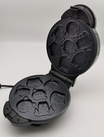 Gaufrier électrique 4-en-1 antiadhésif avec plaques amovibles, diamètre 18,5 cm, pour gaufres belges, biscuits animaux, brownies et gâteaux pop, idéal pour la maison