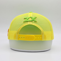 BSCI B-gorras de malla de neón personalizadas, 5 paneles UAE, 180, color verde lima, piña, espuma