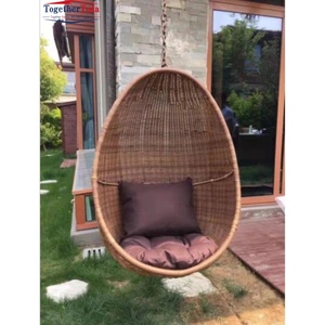 <b>Outdoor</b> Hanging <b>Egg</b> <b>Chair</b> with Plastic Cushion Iron Art Frame Black Woven Swing <b>Chair</b> for Patio Lounge Relaxation - Product Image 6