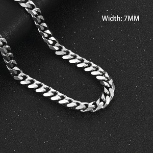 Collier chaîne cubaine en acier inoxydable 3.5/5/6/7/8/9mm pour hommes et femmes, collier ras du cou épais en métal couleur argent, accessoire punk, bijoux - Product Image 5