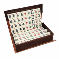 Mini jeu de Mahjong 30 mm, portable pour les voyages, jeu de tuiles chinoises pour la famille, le camping, le dortoir, avec tuiles jaunes ivoire et boîte