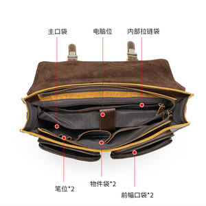 Sacs à main en cuir vintage pour homme, sacoche de voyage en cuir de vachette, bagage à roulettes, sac messager pour homme, porte-documents d'affaires - Product Image 6