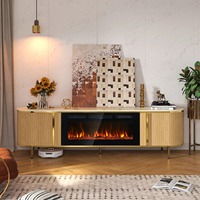 Meja TV Modern MDF Mewah 70" dengan Pintu Geser dan Desain Beralur