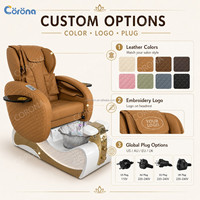 Chaise de pédicure professionnelle pour spa avec bain de pieds sans tuyauterie et lumière LED pour salon de manucure